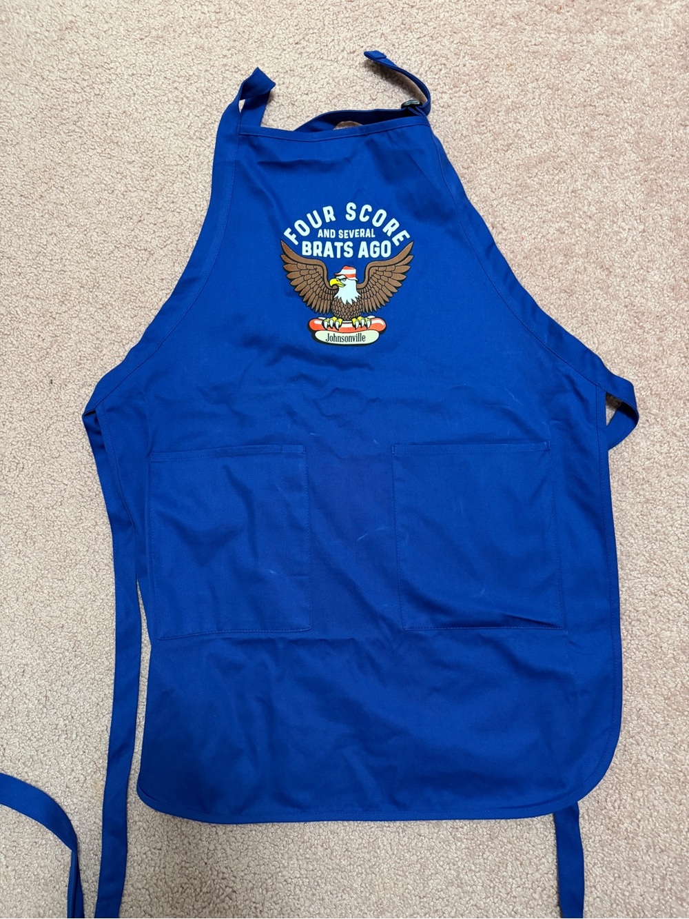 Blue 'Four Score and Several Brats Ago' Apron